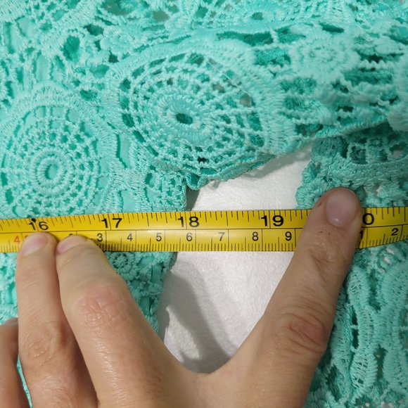 Crown & Ivy Womens Green Mint Lace 3/4 Sleeve Round Neck Evening Summer Dress 4P - Picture 11 of 12